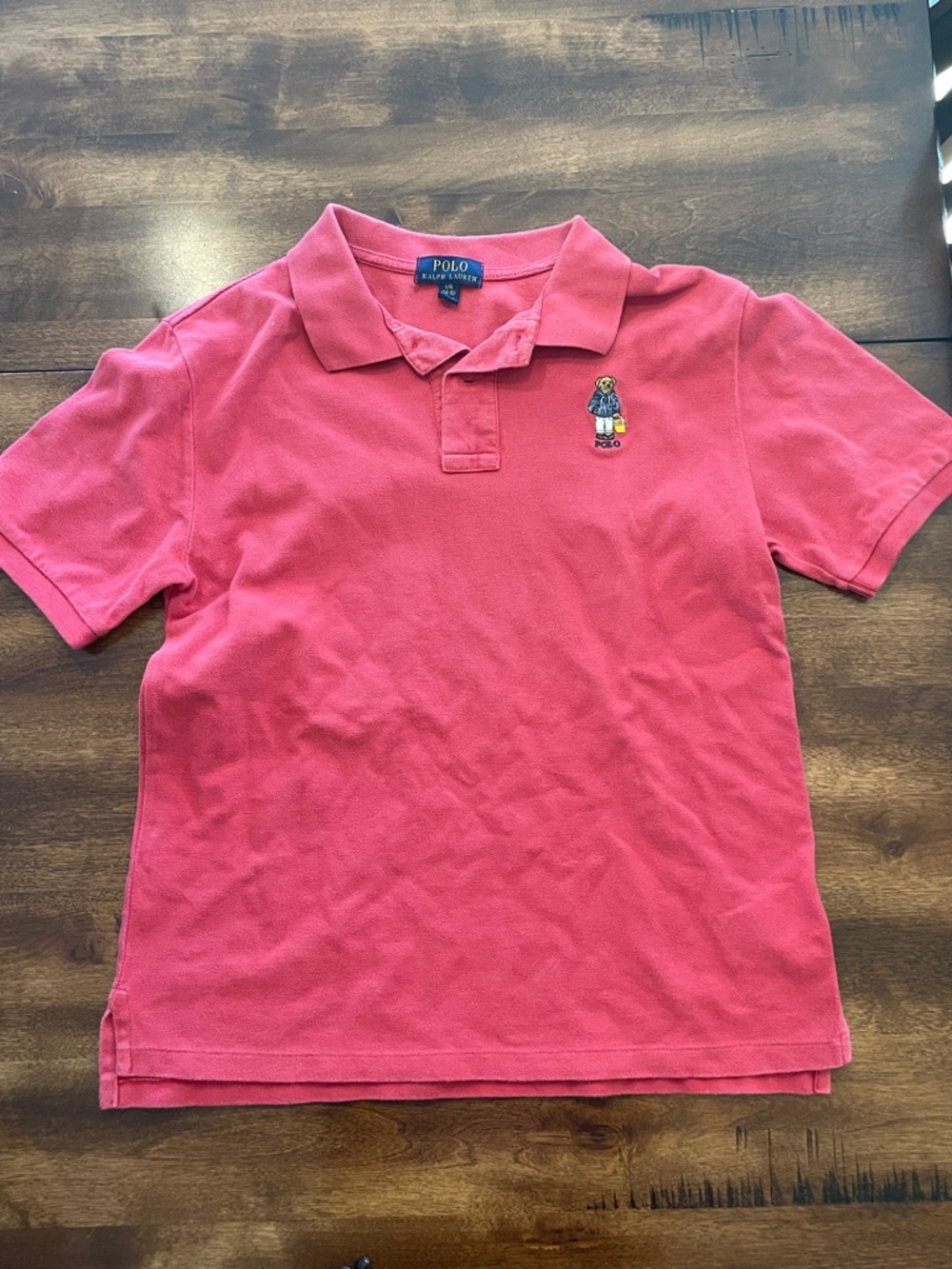 Polo by Ralph Lauren Kids Coral-Red Polo with Embroidered Bear